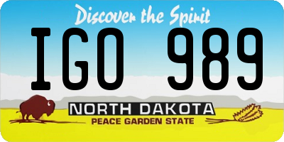 ND license plate IGO989