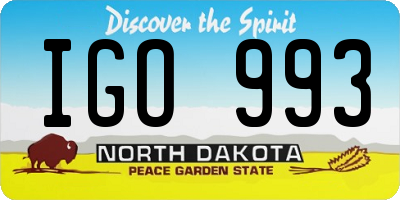 ND license plate IGO993