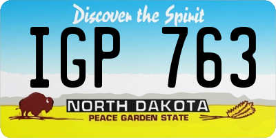 ND license plate IGP763