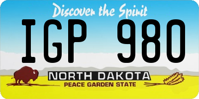ND license plate IGP980