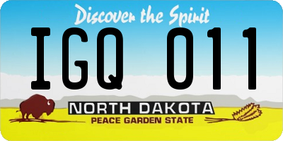 ND license plate IGQ011