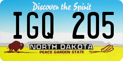 ND license plate IGQ205