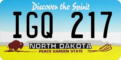 ND license plate IGQ217