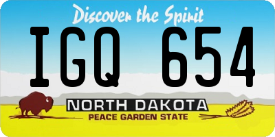 ND license plate IGQ654