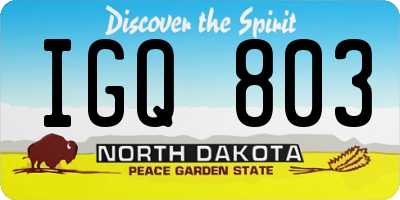 ND license plate IGQ803