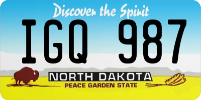 ND license plate IGQ987