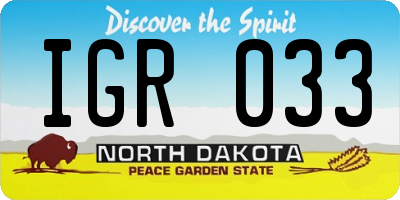 ND license plate IGR033