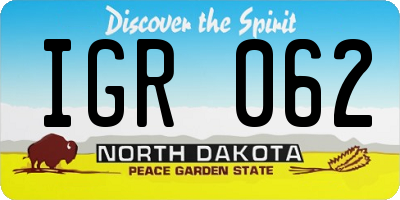 ND license plate IGR062