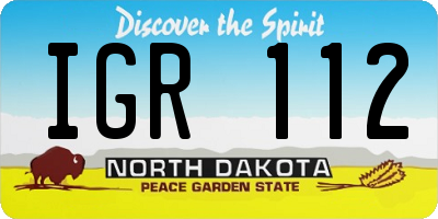 ND license plate IGR112