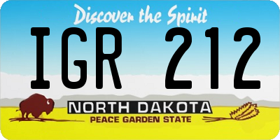 ND license plate IGR212