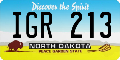 ND license plate IGR213