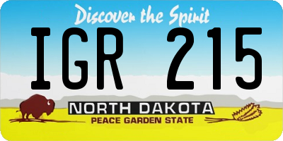 ND license plate IGR215