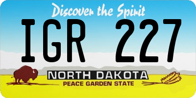ND license plate IGR227