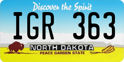 ND license plate IGR363
