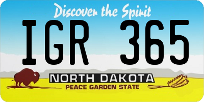 ND license plate IGR365