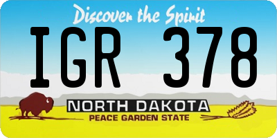 ND license plate IGR378