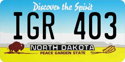 ND license plate IGR403