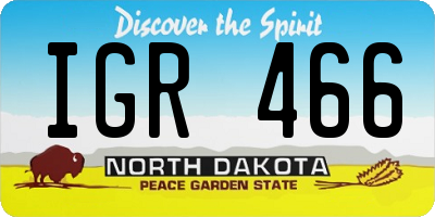 ND license plate IGR466