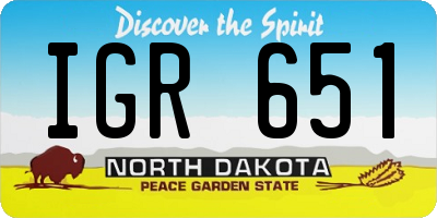 ND license plate IGR651