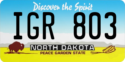 ND license plate IGR803