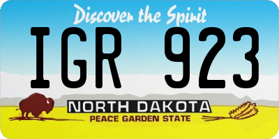 ND license plate IGR923