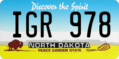 ND license plate IGR978