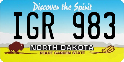 ND license plate IGR983
