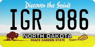 ND license plate IGR986