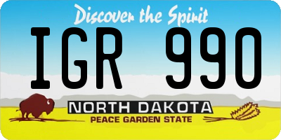 ND license plate IGR990