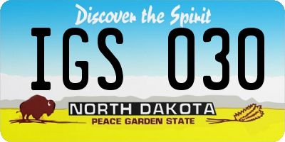 ND license plate IGS030