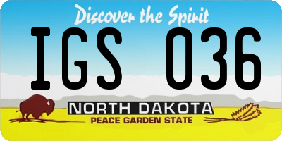 ND license plate IGS036