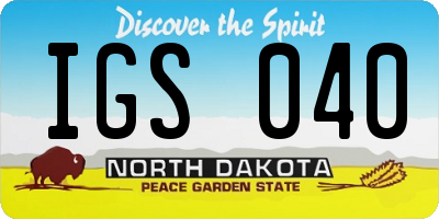 ND license plate IGS040