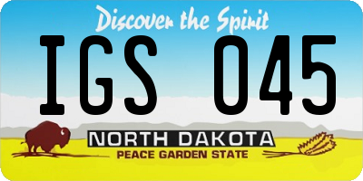 ND license plate IGS045