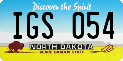 ND license plate IGS054