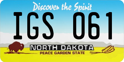ND license plate IGS061