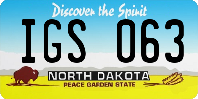 ND license plate IGS063
