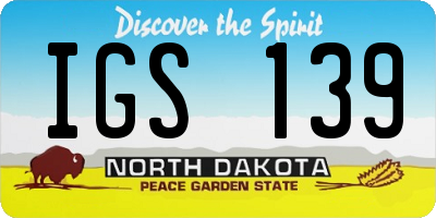 ND license plate IGS139