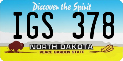 ND license plate IGS378