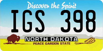 ND license plate IGS398
