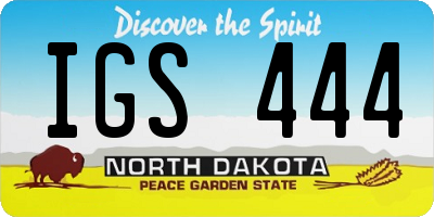 ND license plate IGS444