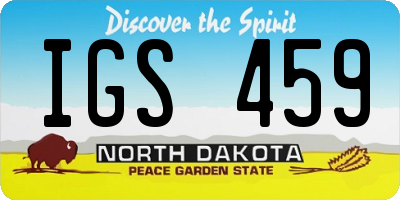 ND license plate IGS459