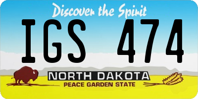 ND license plate IGS474