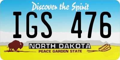 ND license plate IGS476