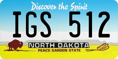 ND license plate IGS512