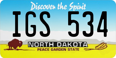 ND license plate IGS534
