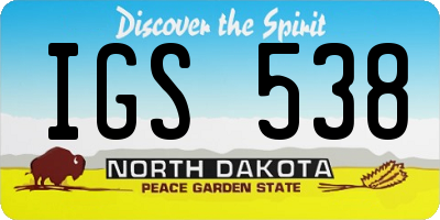ND license plate IGS538