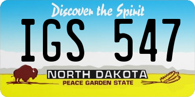 ND license plate IGS547
