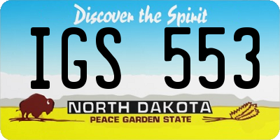 ND license plate IGS553