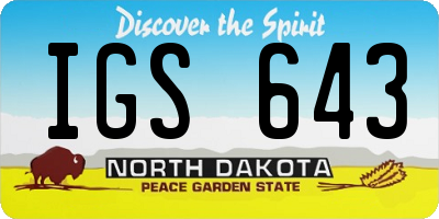ND license plate IGS643