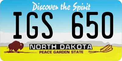 ND license plate IGS650